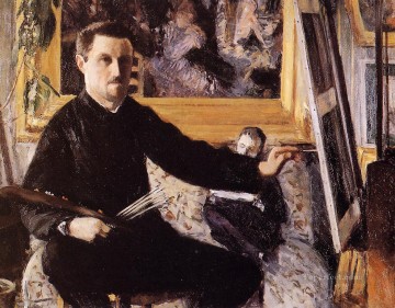  Caillebotte Lienzo - Autorretrato con caballete Gustave Caillebotte